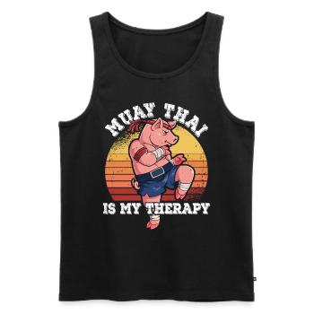 Le Muay Thai est ma thérapie - Débardeur bio Premium Homme - noir - Devant - Michal (187cm)