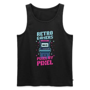 Video Players Retro Gamer Gaming Classic 80s - Men's Premium Organic Tank Top - black - Front - AI Model Male 178 light (178cm)