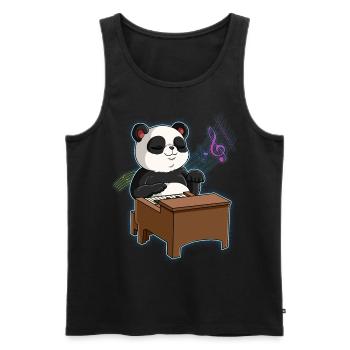 Panda Piano Player - Men's Premium Organic Tank Top - black - Front - Michal (187cm)