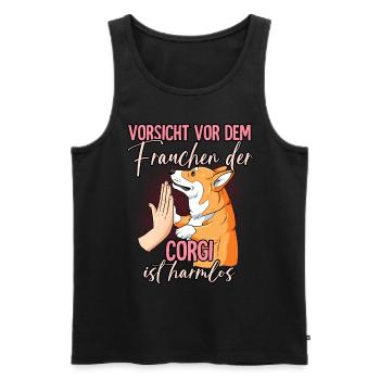 Vorsicht vor dem Frauchen Corgi - Männer Premium Bio Tank Top - Schwarz - Vorne - Michal (187cm)