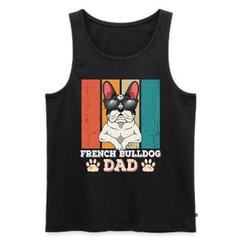 Papa bouledogue français - Débardeur bio Premium Homme - noir - Devant - Michal (187cm)