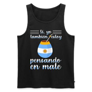 Drapeau de l’Argentine Thé yerba maté argentin - Débardeur bio Premium Homme - noir - Devant - AI Model Male 178 light (178cm)