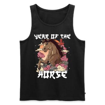 Year of the Horse Lunar New Year Chinese - Men's Premium Organic Tank Top - black - Front - Michal (187cm)