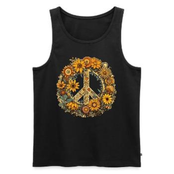 Costume Hippie Signe de la Paix - Débardeur bio Premium Homme - noir - Devant - Michal (187cm)