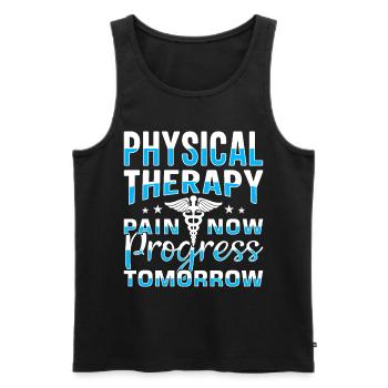Emploi de physiothérapeute PT Physiotherapy - Débardeur bio Premium Homme - noir - Devant - Michal (187cm)