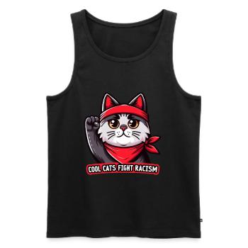 Cats fight against racism anti-racism - Men's Premium Organic Tank Top - black - Front - AI Model Male 178 light (178cm)