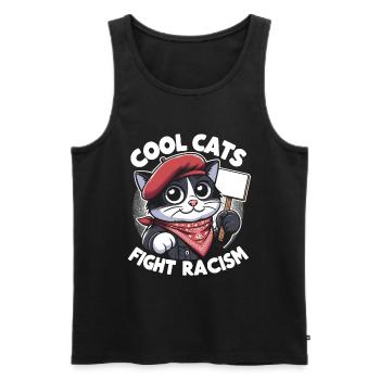 Les chats luttent contre le racisme antiracisme - Débardeur bio Premium Homme - noir - Devant - Michal (187cm)