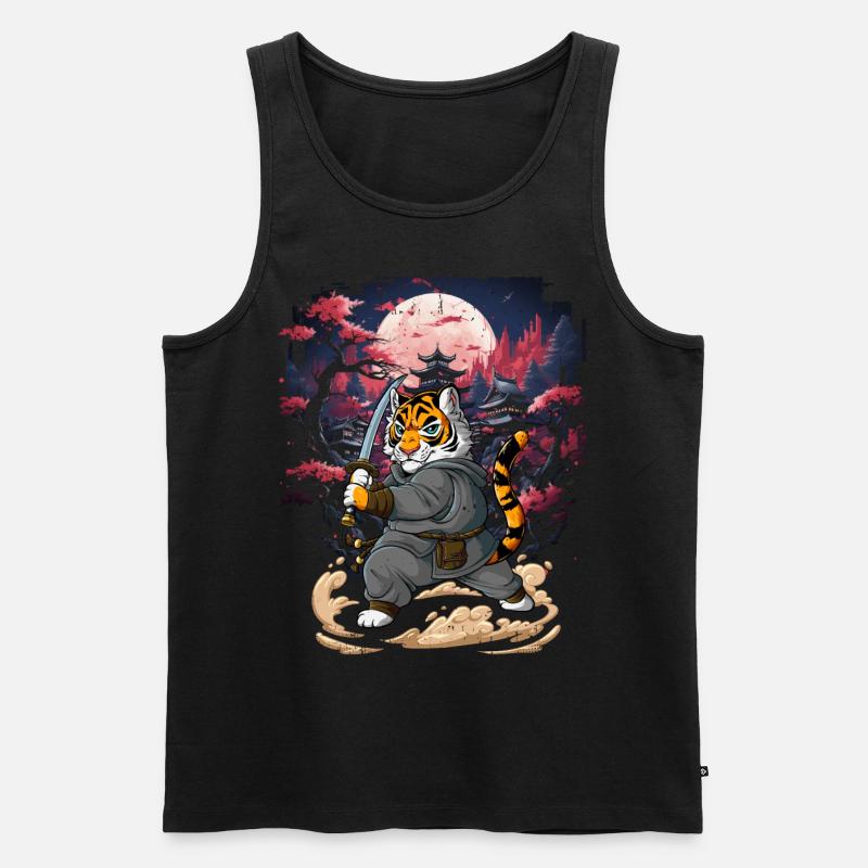 Samurai Tiger - Männer Premium Bio Tank Top - Schwarz