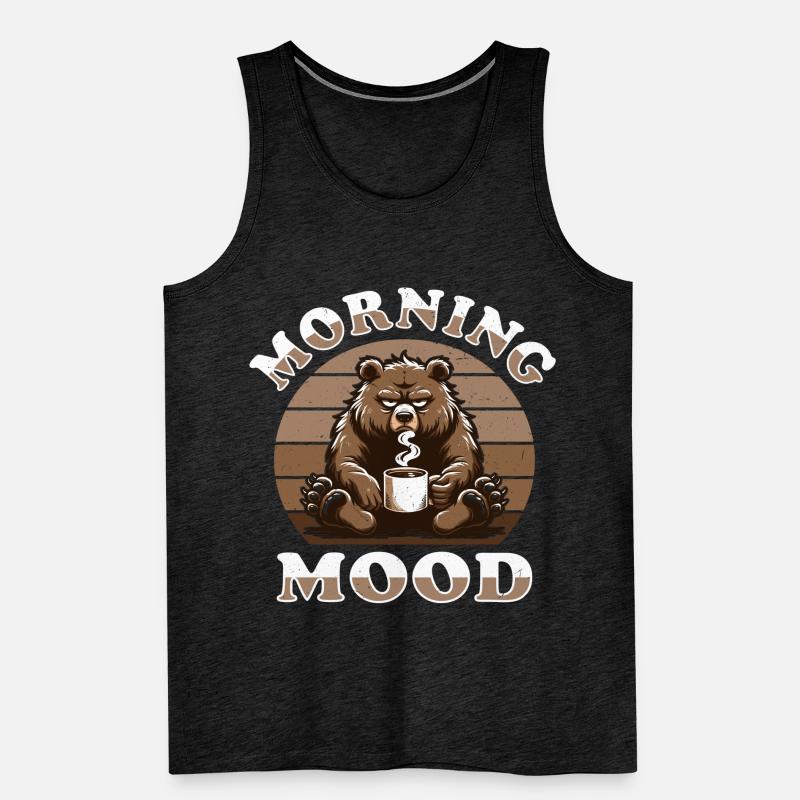 Grumpy Bear With Coffee Morning Mood Men's Premium Organic Tank Top