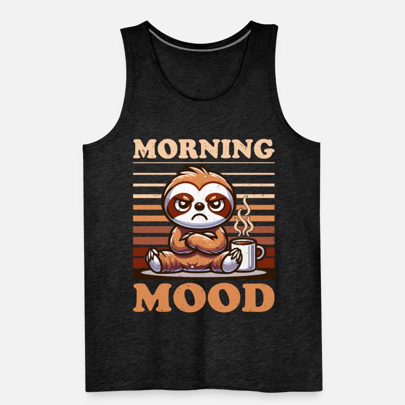 Grumpy Sloth With Coffee Morning Mood Men's Premium Organic Tank Top
