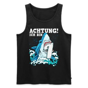 Requin du 7e anniversaire - Débardeur bio Premium Homme - noir - Devant - Michal (187cm)