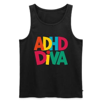 ADHD Humor And Awareness Design - Men's Premium Organic Tank Top - black - Front - AI Model Male 178 light (178cm)
