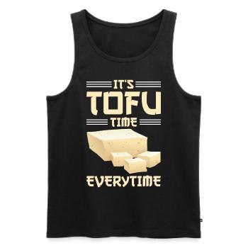 Vegan Vegetarier Design für einen Tofu Fan - Männer Premium Bio Tank Top - Schwarz - Vorne - Michal (187cm)