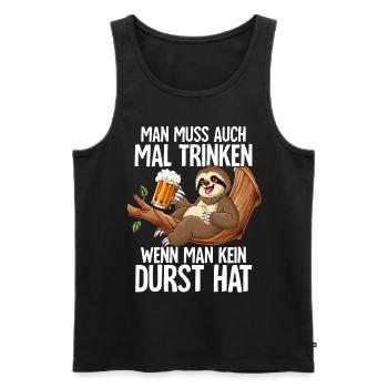 Faultier Sauftier - Männer Premium Bio Tank Top - Schwarz - Vorne - Michal (187cm)