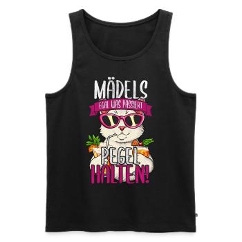 Mädels Egal Was Passiert Pegel Halten - Männer Premium Bio Tank Top - Schwarz - Vorne - Michal (187cm)