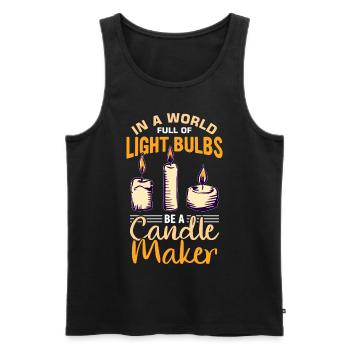 Drôle de fabricant de bougies Candle Maker Saying - Débardeur bio Premium Homme - noir - Devant - AI Model Male 178 light (178cm)