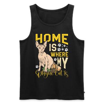 Drôle de chat Sphynx Dicton - Débardeur bio Premium Homme - noir - Devant - Michal (187cm)