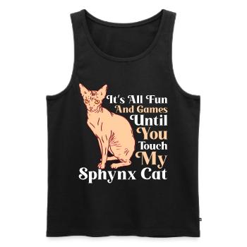 Drôle de chat Sphynx Dicton - Débardeur bio Premium Homme - noir - Devant - Michal (187cm)