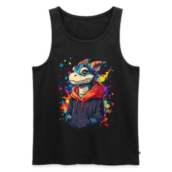 Hip Hop Dragon Vintage Urban Streetwear - Débardeur bio Premium Homme - noir - Devant - Michal (187cm)