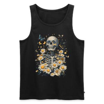 Fleurs squelettes - Débardeur bio Premium Homme - noir - Devant - Michal (187cm)