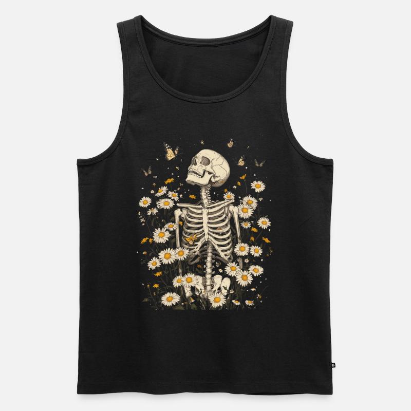 Skelett Blumen - Männer Premium Bio Tank Top - Schwarz