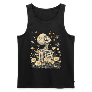 Fleurs squelettes - Débardeur bio Premium Homme - noir - Devant - Michal (187cm)