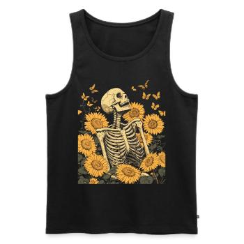Fleurs squelettes - Débardeur bio Premium Homme - noir - Devant - Michal (187cm)