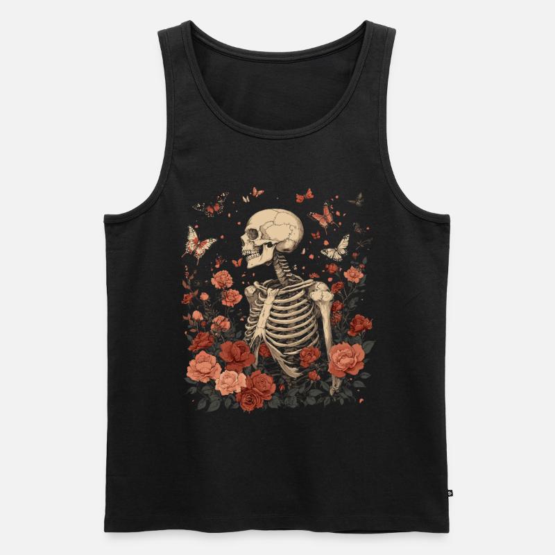 Skelett Blumen - Männer Premium Bio Tank Top - Schwarz