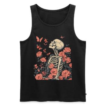 Fleurs squelettes - Débardeur bio Premium Homme - noir - Devant - Michal (187cm)