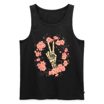 Skeleton Hand Peace Sign - Men's Premium Organic Tank Top - black - Front - Michal (187cm)