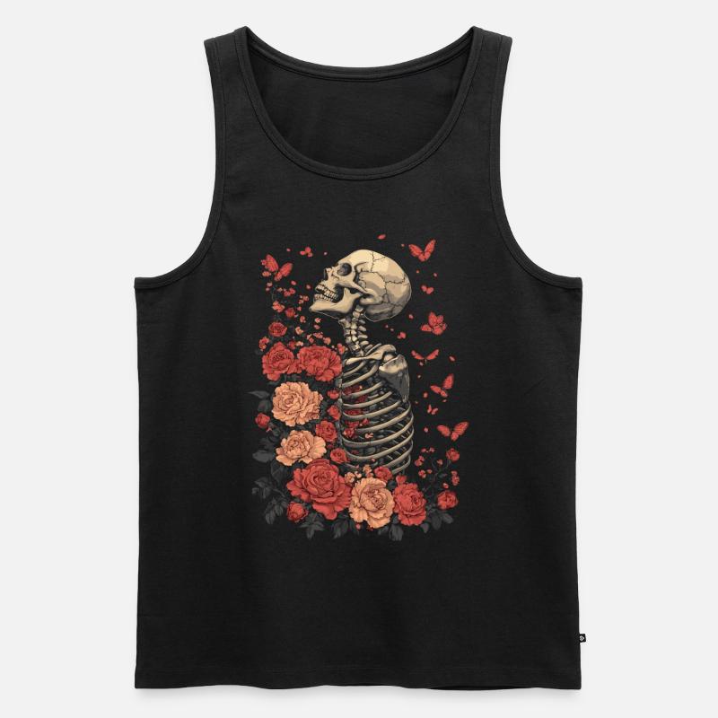 Skelett Blumen - Männer Premium Bio Tank Top - Schwarz
