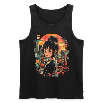 Fille d’Anime Japon - Débardeur bio Premium Homme - noir - Devant - Michal (187cm)