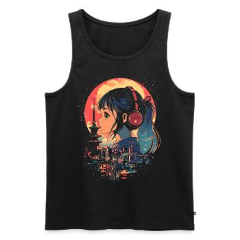 Fille d’Anime Japon - Débardeur bio Premium Homme - noir - Devant - Michal (187cm)
