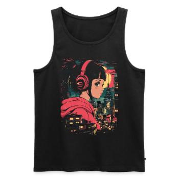 Fille d’Anime Japon - Débardeur bio Premium Homme - noir - Devant - Michal (187cm)