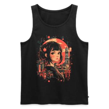 Fille d’Anime Japon - Débardeur bio Premium Homme - noir - Devant - Michal (187cm)