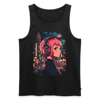 Fille d’Anime Japon - Débardeur bio Premium Homme - noir - Devant - Michal (187cm)