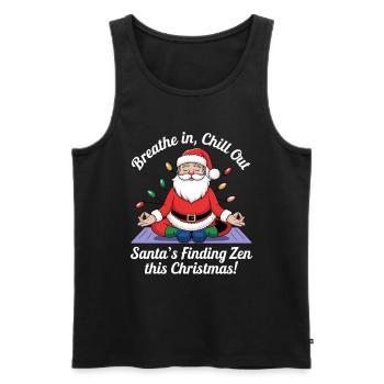 Yoga de Noël Père Noël - Débardeur bio Premium Homme - noir - Devant - Michal (187cm)