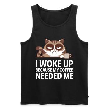 Funny Coffee Cats Saying - Men's Premium Organic Tank Top - black - Front - Michal (187cm)