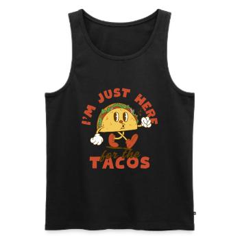 Ich bin nur wegen der Tacos hier - Männer Premium Bio Tank Top - Schwarz - Vorne - AI Model Male 178 light (178cm)