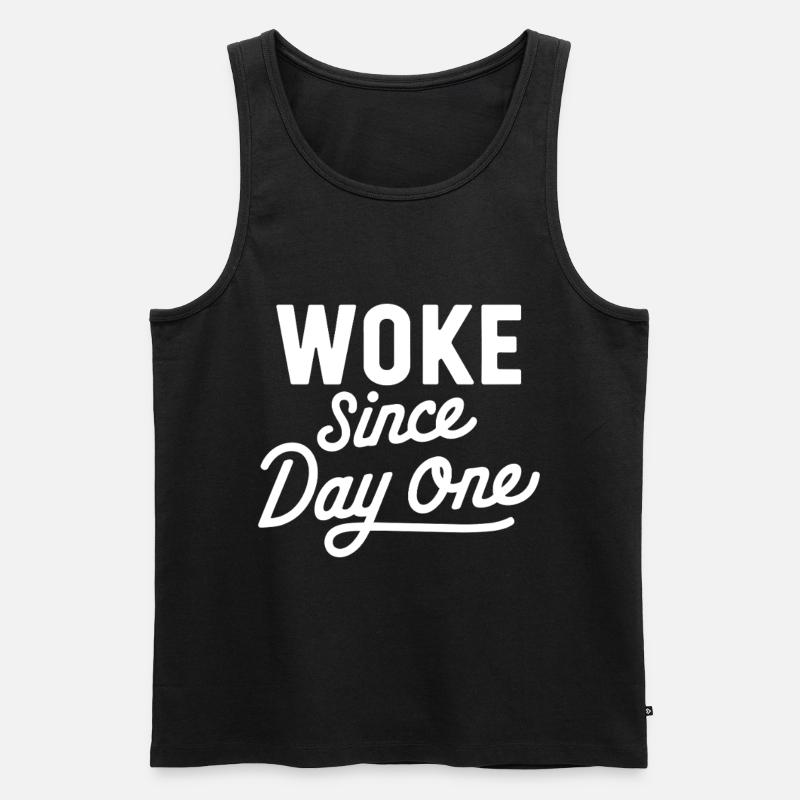 Woke - Männer Premium Bio Tank Top - Schwarz