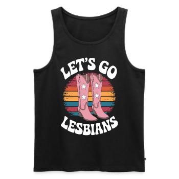 Let's Go Lesbians Lesbian - Men's Premium Organic Tank Top - black - Front - AI Model Male 178 light (178cm)