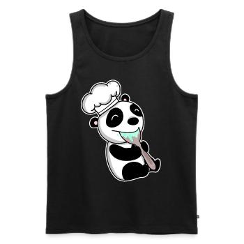 Panda bouillant bébé - Débardeur bio Premium Homme - noir - Devant - Michal (187cm)