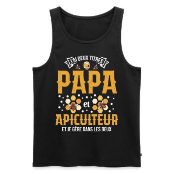 Papa Apiculteur Homme Abeilles Abeille Apiculture - Débardeur bio Premium Homme - noir - Devant - Michal (187cm)