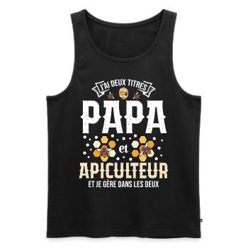 Papa Apiculteur Homme Abeilles Abeille Apiculture - Débardeur bio Premium Homme - noir - Devant - Michal (187cm)