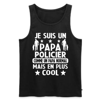 Un Papa Policier Comme Un Papa Normal Plus Cool - Débardeur bio Premium Homme - noir - Devant - Michal (187cm)