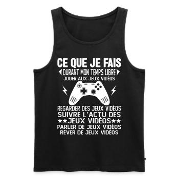 Ce que je fais pendant mon temps libre Jeux videos - Débardeur bio Premium Homme - noir - Devant - Michal (187cm)