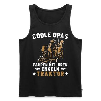 Coole Opa und Enkel mit Traktor Farmer Geschenk - Débardeur bio Premium Homme - noir - Devant - AI Model Male 178 light (178cm)