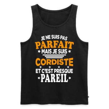 Pas Parfait Mais Je Suis Cordiste Et C'est Pareil - Débardeur bio Premium Homme - noir - Devant - Michal (187cm)
