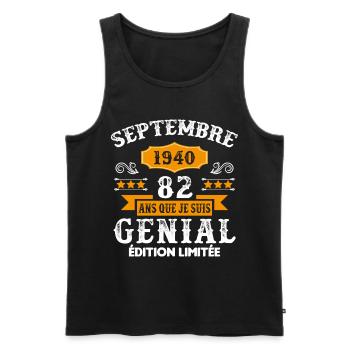 82 Ans Anniversaire Vintage Né(e) Septembre 1940 - Débardeur bio Premium Homme - noir - Devant - Michal (187cm)