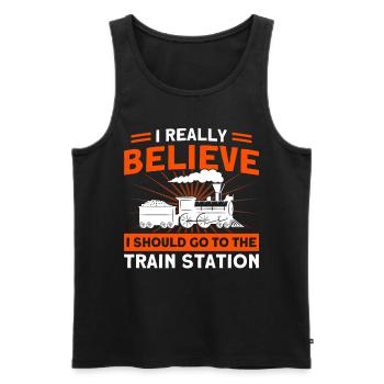Modellbahn Zug Lokomotiven Geschenk - Männer Premium Bio Tank Top - Schwarz - Vorne - Michal (187cm)